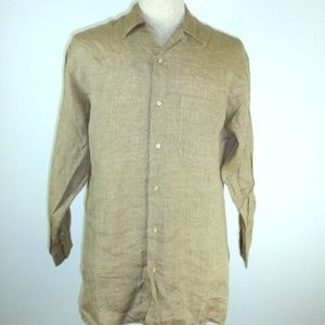 L'EQUIPE ITALY CAMEL LINEN long sleeve SHIRT 38 15 M